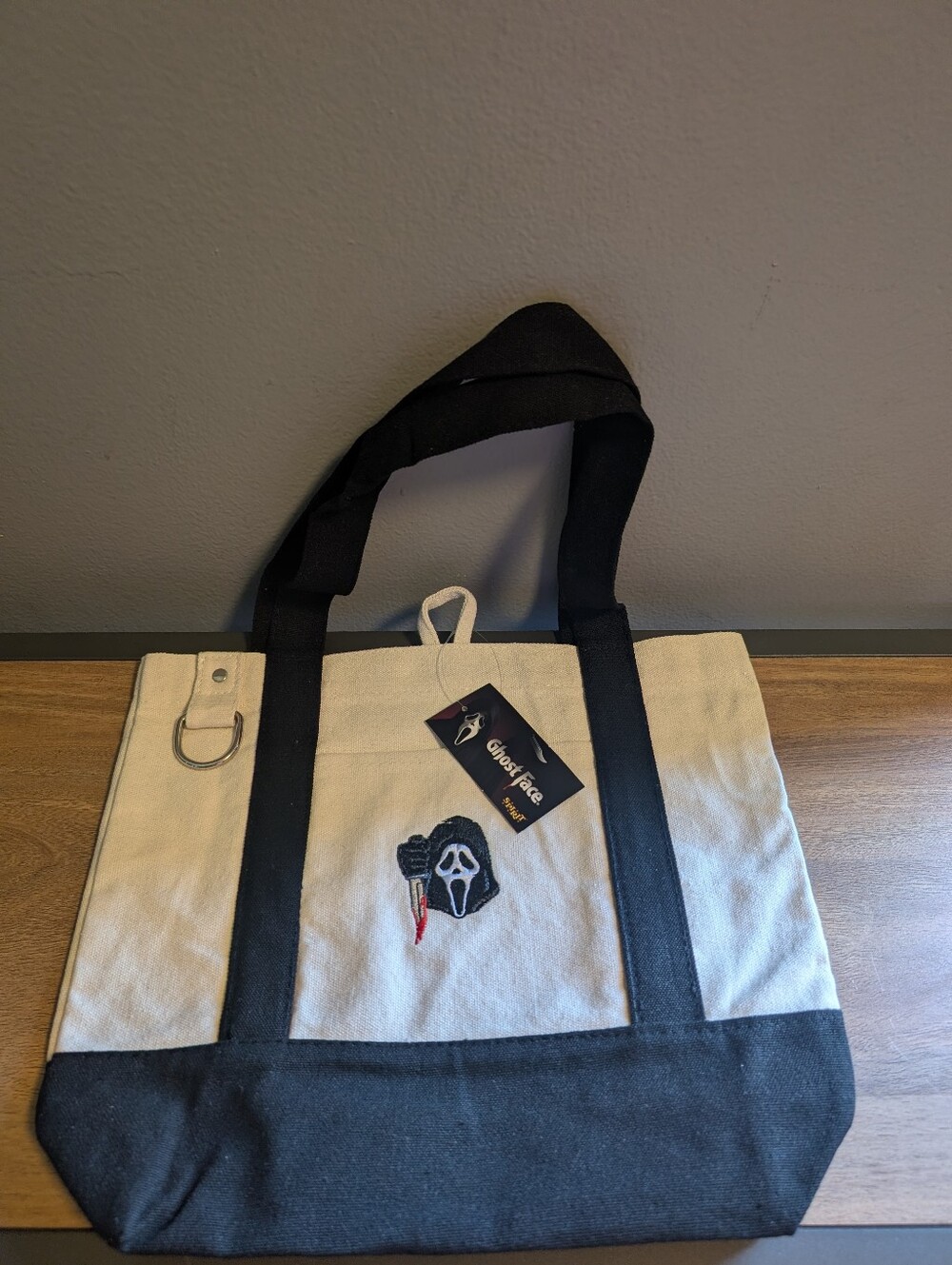 Ghost Face Mini Tote Bag Spirit Halloween Scream Embroidered Canvas Purse NEW